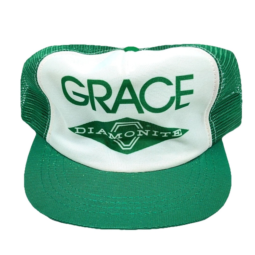 Vintage Grace‎ Diamonite Trucker Hat Cap Coal Mining 80s Made In USA SnapBack